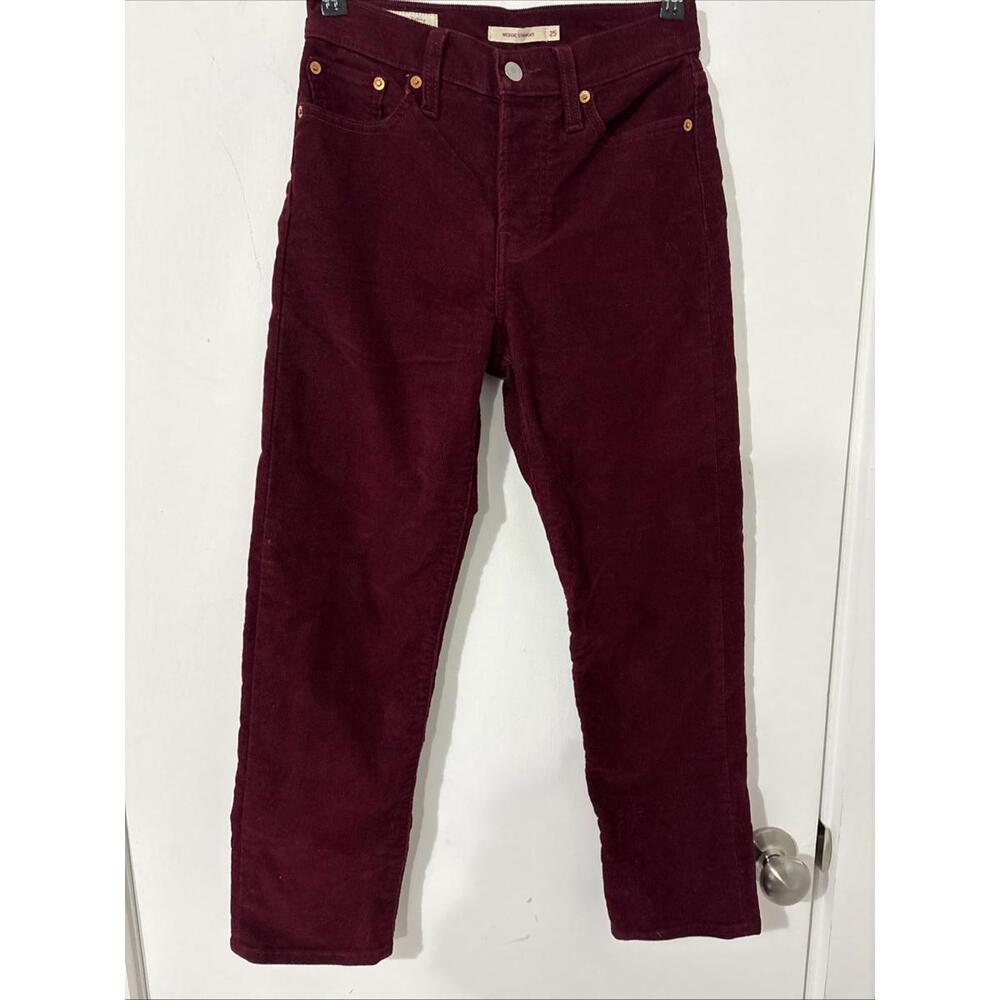 Levis Womens 25 Wedgie Straight Corduroy Button Fly Big E Stretch Pants EUC Rust